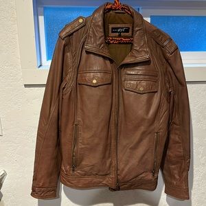 Mens leather jacket, Black Rivet very good condition